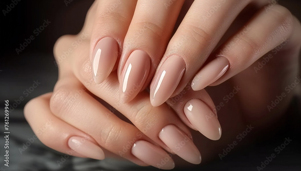 Perfect Nude Almond Shaped Manicure Perfect Nude Almond Shaped Manicure