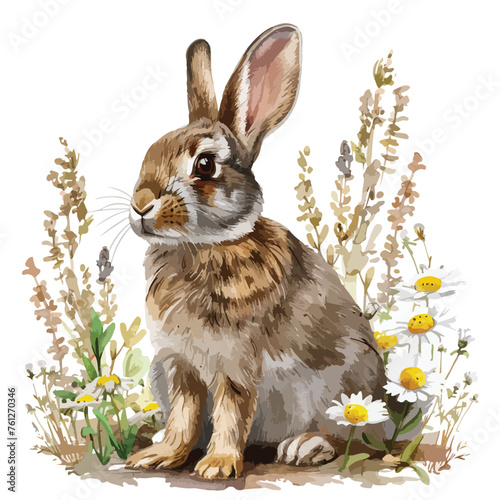 Spring rabbit clipart isolated on white background