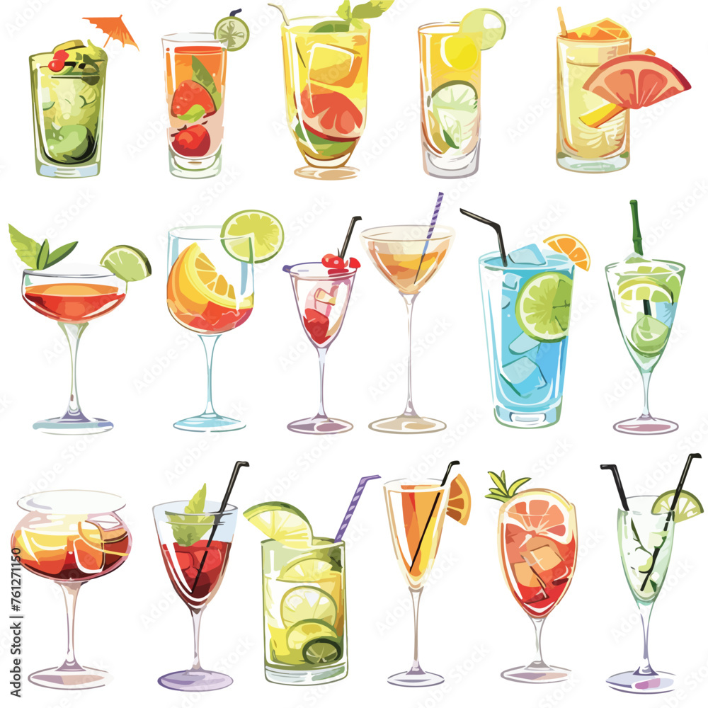 Summer cocktails Clipart isolated on white background