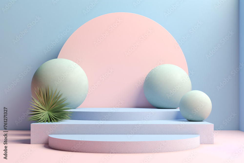 Fototapeta premium 3D Podium Decoration with Geometric Object Composition