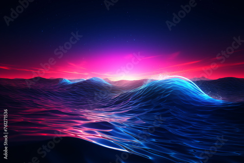 Abstract dark background with vibrant blue and purple waves