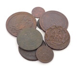 Coins of the Russian Empire isolated.