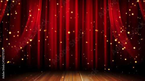 red curtain material, spotlight