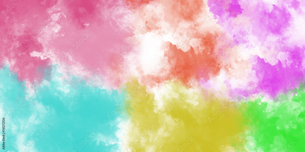 A beautiful sky filled with colorful clouds. Suitable for various design projects. Abstract powder splatted background. Colorful powder explosion on white background. 