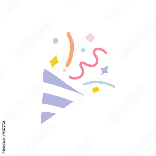 Colorful Confetti Erupting From a Festive Firecracker on a White Background