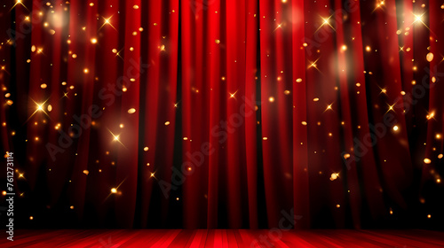 red curtain material, spotlight