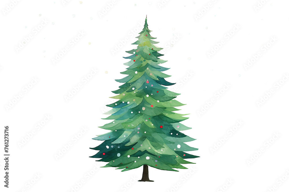 Watercolor painting of a christmas tree. Christmas tree isolated on a Transparent background. Generative AI Watercolor painting of a christmas tree. Christmas tree isolated on a Transparent background. Generative AI