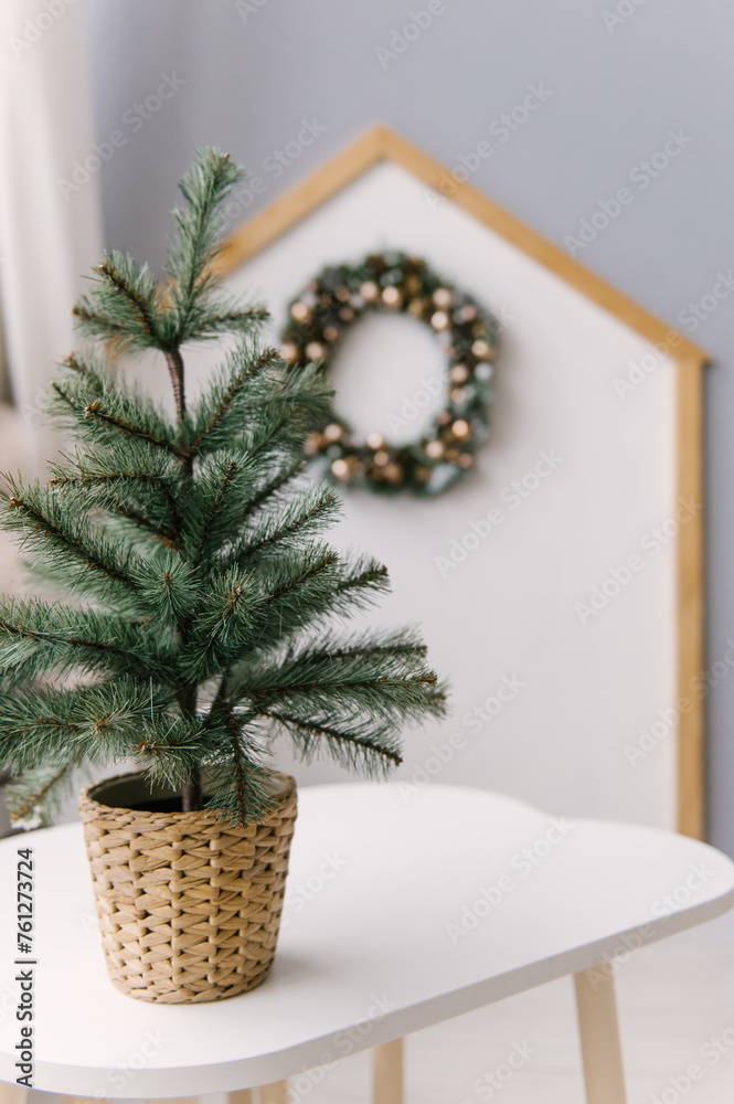 Christmas decor, scandi children's room decorated for the new year
