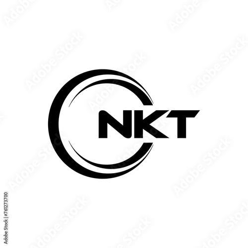 NKT letter logo design with white background in illustrator, cube logo, vector logo, modern alphabet font overlap style. calligraphy designs for logo, Poster, Invitation, etc. photo