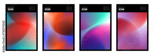 Cover Design Set. Blurred round shapes. Futuristic abstract backgrounds with bright dynamic gradients. Vibrant fluid colors. Vector illustration.