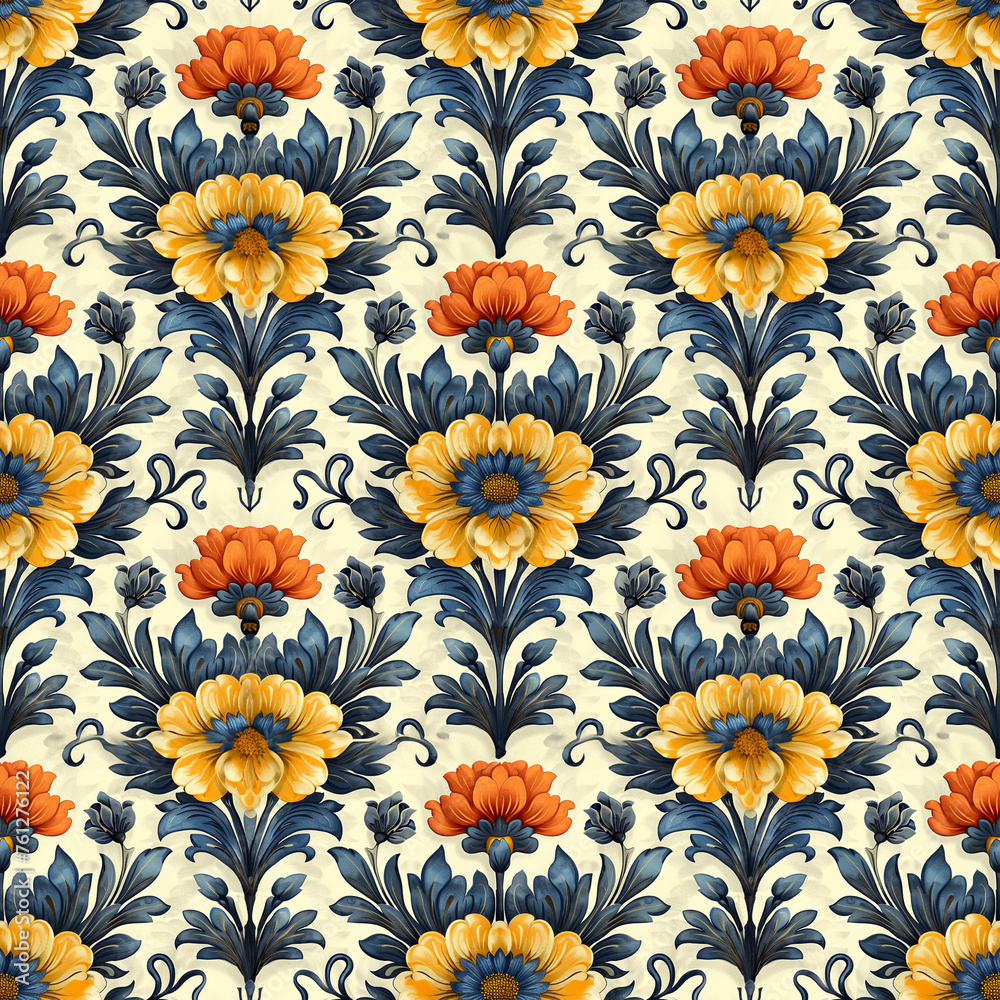 Seamless floral pattern with bright summer flowers Seamless floral pattern with bright summer flowers
