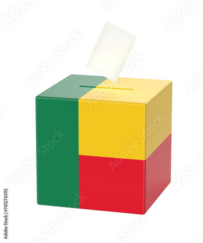 Ballot box with the national flag of Benin
