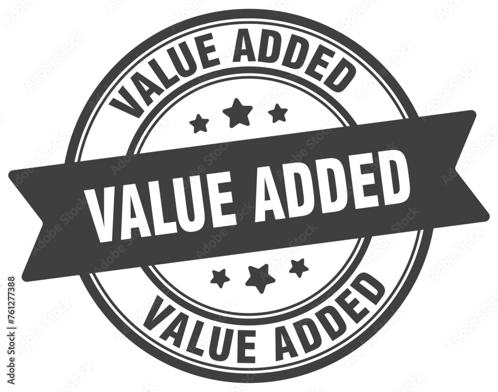 value added stamp. value added label on transparent background. round sign