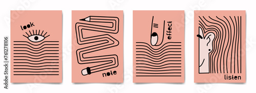 Action poster set. Vector illustration.