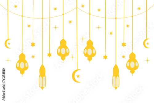 islamic lantern ramadan eid decorations vector illustration