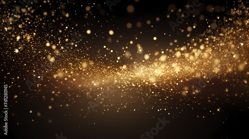 Dynamic explosion of golden glitter and dust