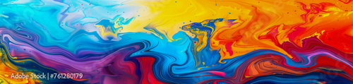abstract colorful background with water like colors, ultra wide 3:1