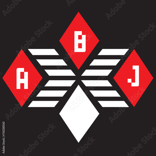 ABJ letter logo vector design  red an white, black color background ABJ letter logo - icon design
 photo