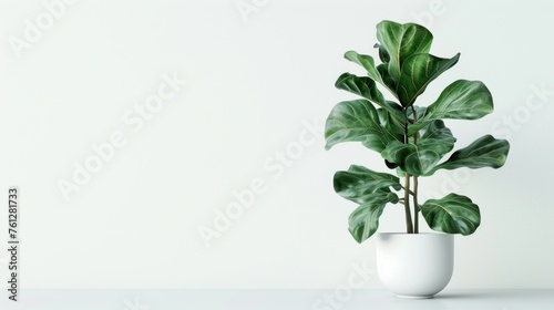 Fiddle Leaf Fig (Ficus Lyrata) on white background