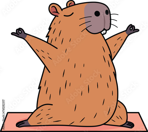 Capybara cartoon yoga pose