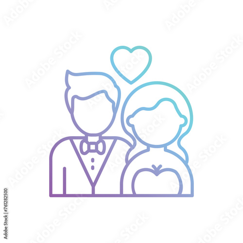 Gradient Outline Wedding contract vector icon