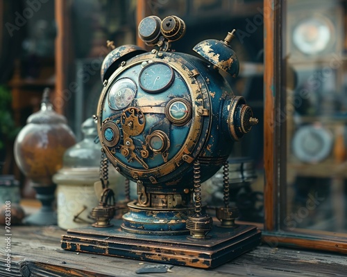 Steampunk reinterpretations of modern technology vintage style photo