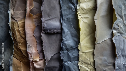 background of Layers of recycled paper with different textures,
