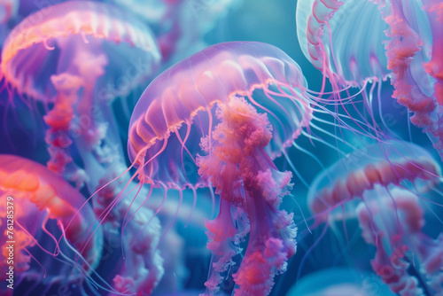 Craft an otherworldly underwater world with neon hues and mysterious marine life