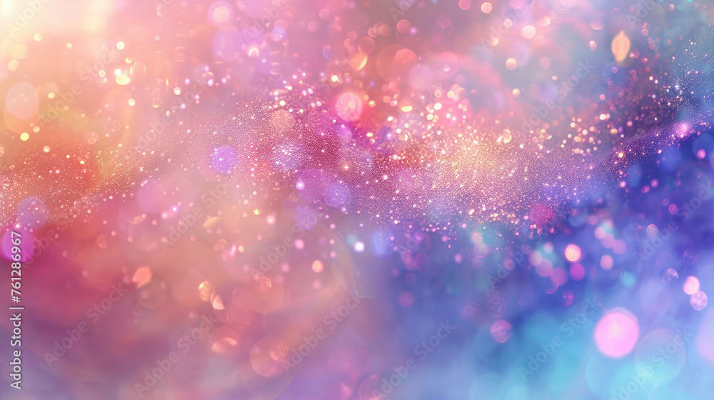 Abstract pastel background with sparkles. Blurred bokeh gradient soft background with glow light for design.