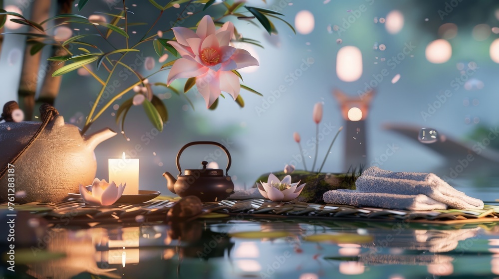 Relax with hot tea in Zen garden. Relax with hot tea in Zen garden.