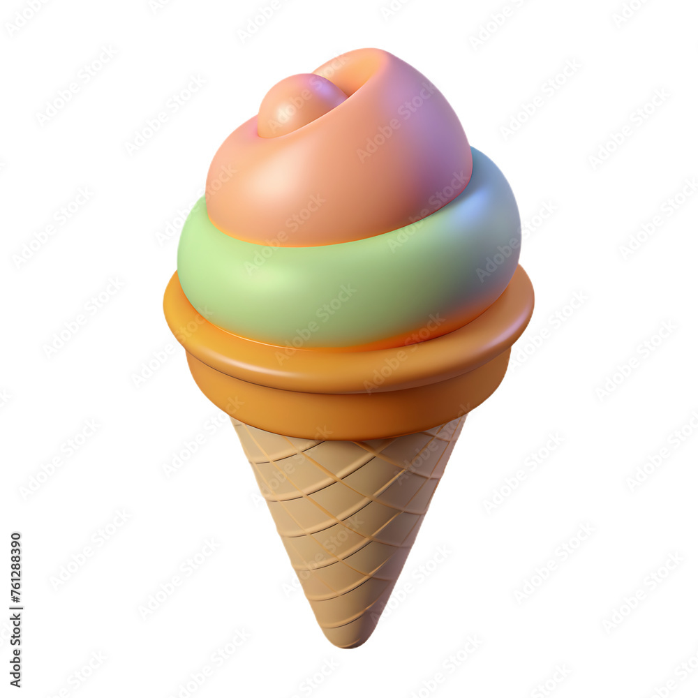 3d render illustration ice cream cone isolated icon 3d render illustration ice cream cone isolated icon