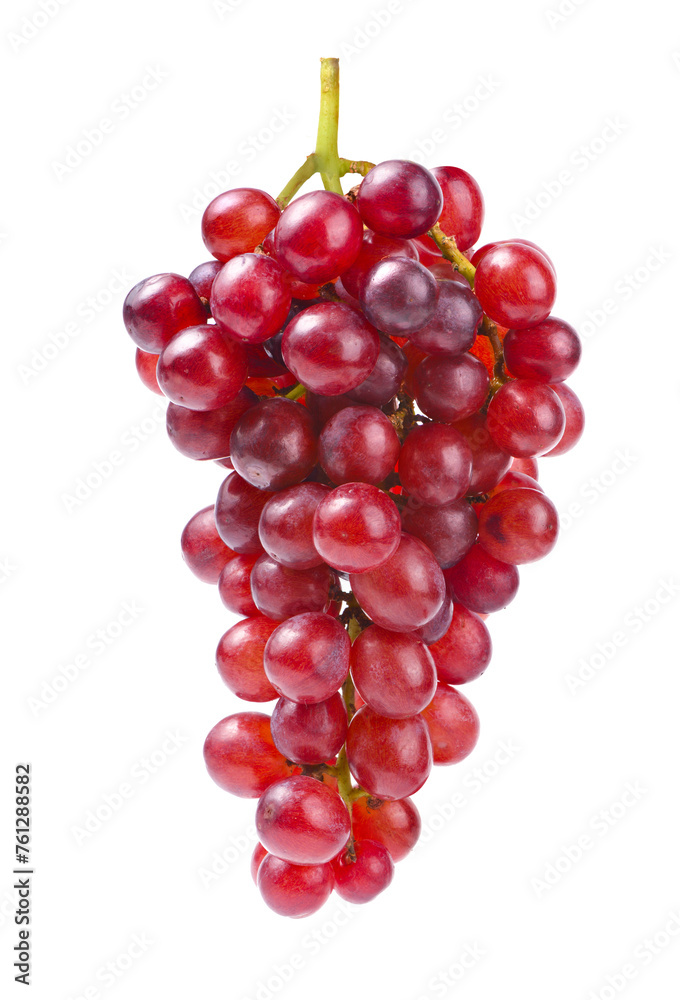 Red grape cluster isolated on white background.