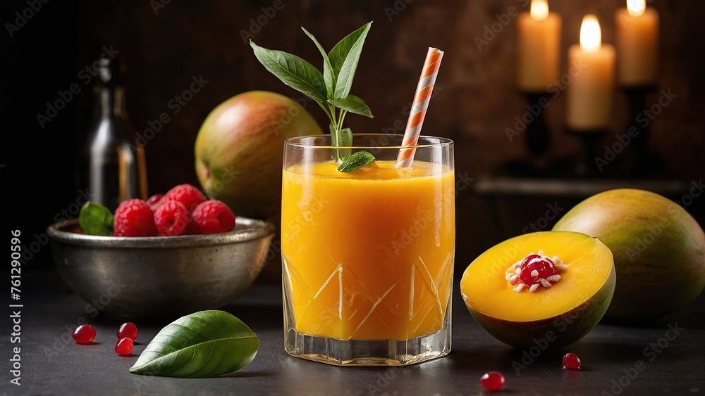 Fototapeta premium Mango Tango Cocktail at the beach bar.