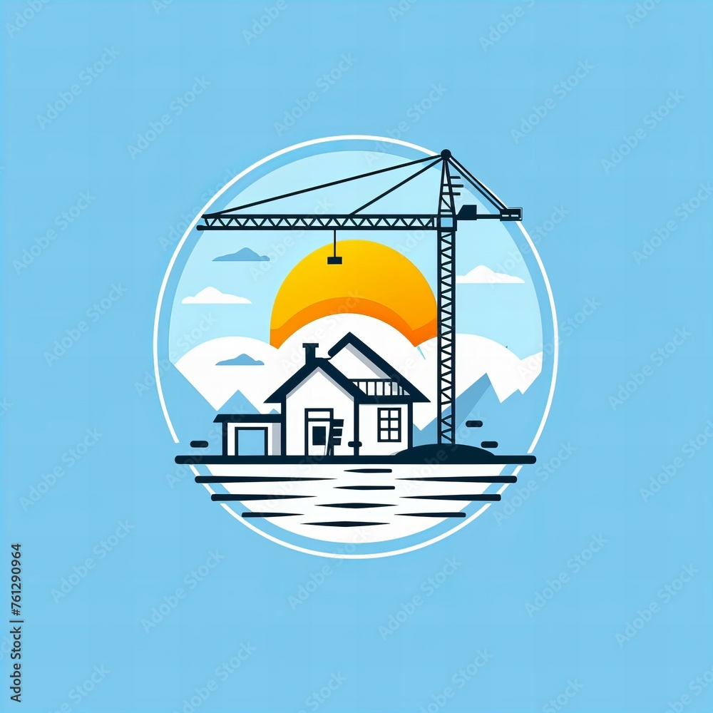 Flat vector logo of a construction house 
