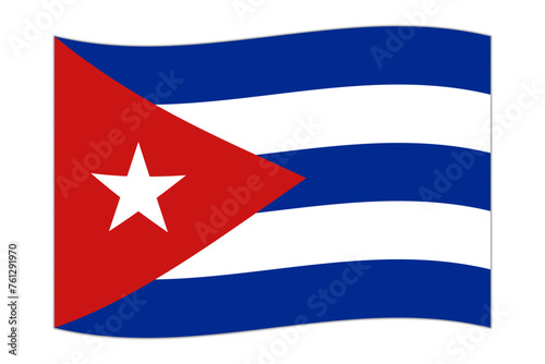 Waving flag of the country Cuba. Vector illustration.