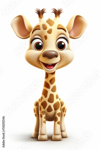Cute cartoon giraffe character isolated on a white background for delightful designs