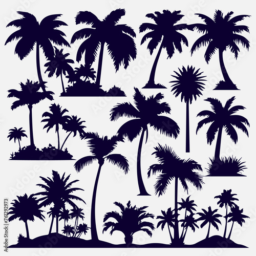 flat design palm trees silhouette collection © AinStory