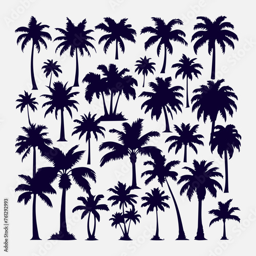 flat design palm trees silhouette collection