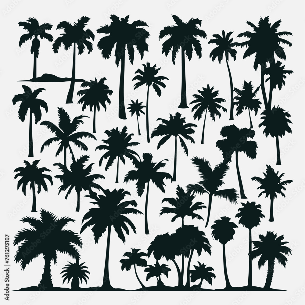 flat design palm trees silhouette collection