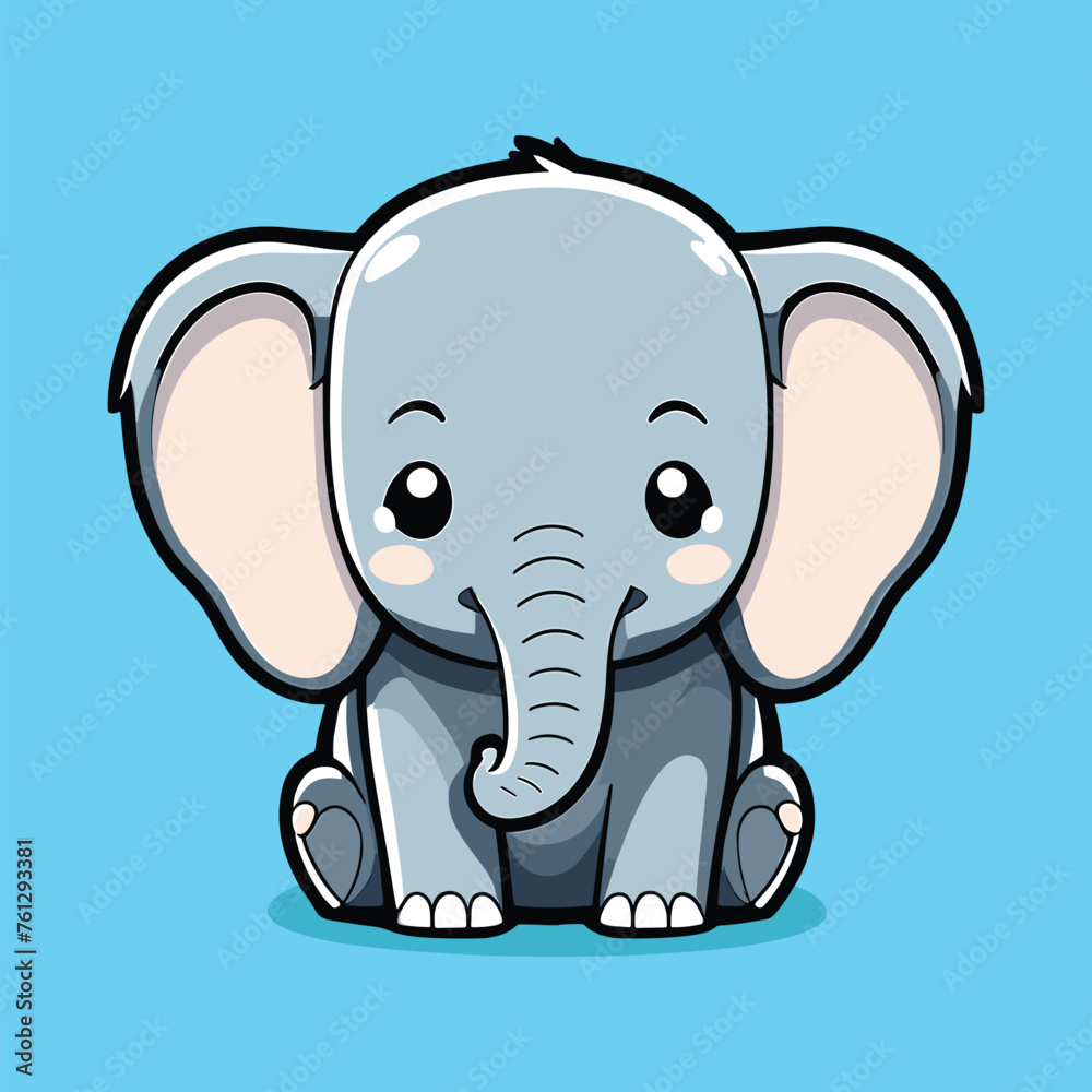 Fototapeta premium blue small cute elephant cartoon design