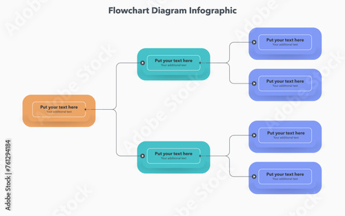 Simple modern template for flowchart diagram. Flat infographic design with thin lines for website or data presentation.