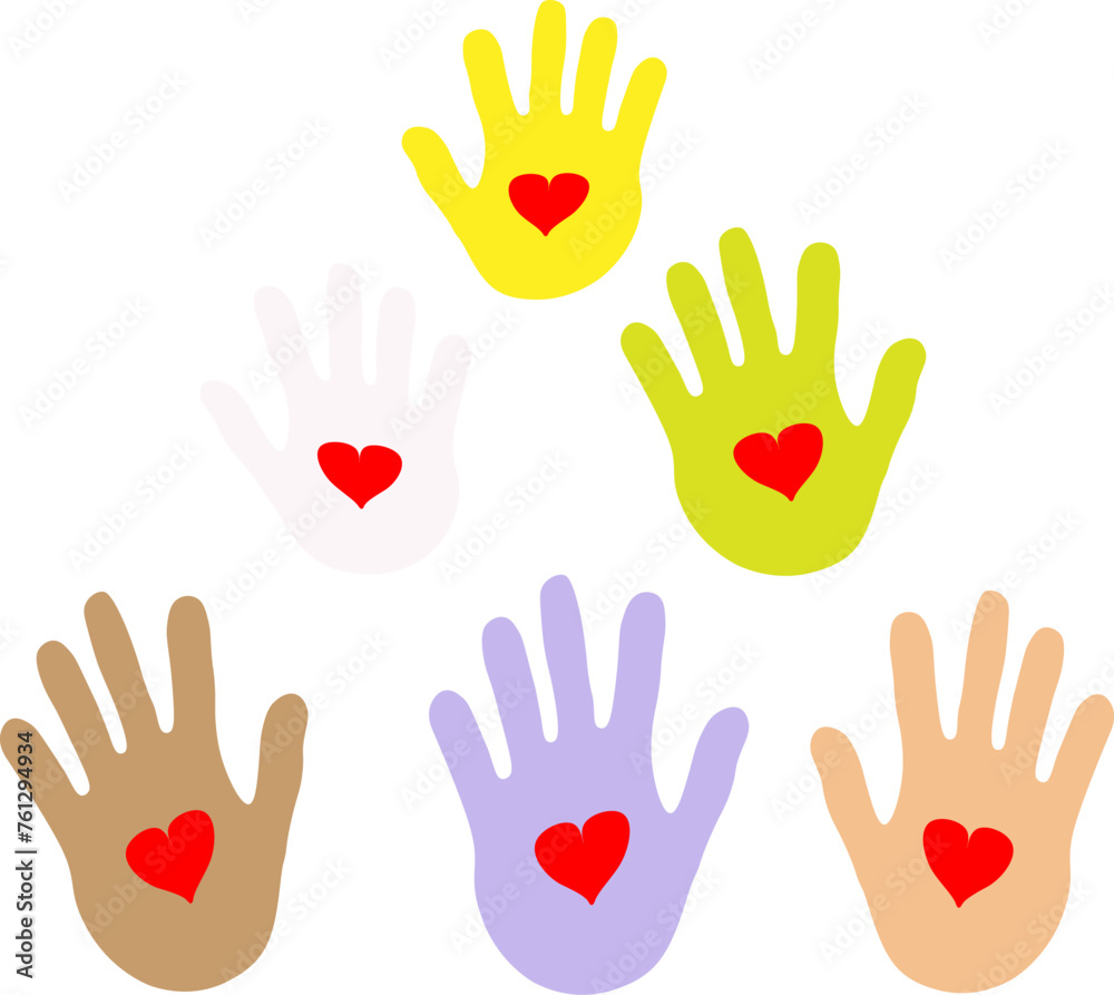 Fototapeta premium Children Protection Day. A hand with a heart, the concept of family support. Friendship logo.