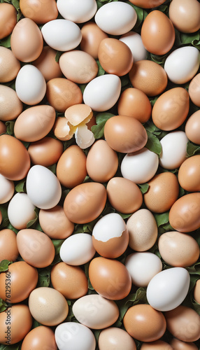 top view of fresh eggs pattern 3d background 