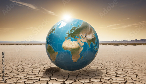 globe on a background in drought due to global warming