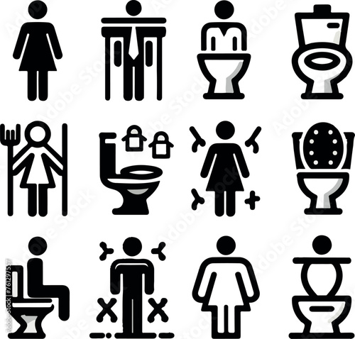 toilet sign icon set
