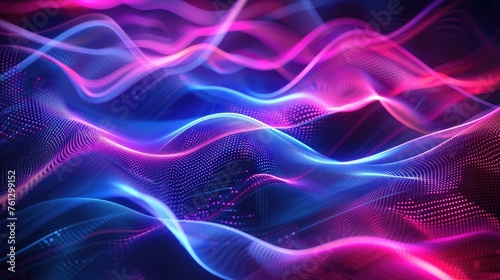 Glowing wave abstract design. Generative AI