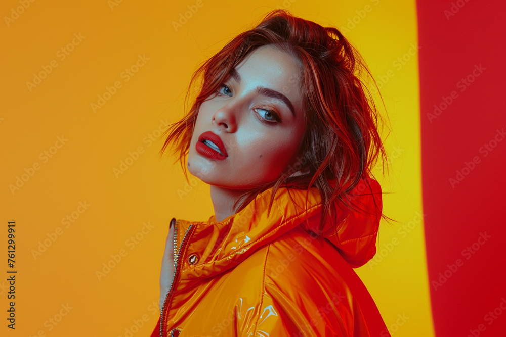 Young beautiful fashion woman isolated on colored background Young beautiful fashion woman isolated on colored background