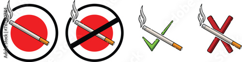 smoking and no smoking area icon, symbol, simple vector