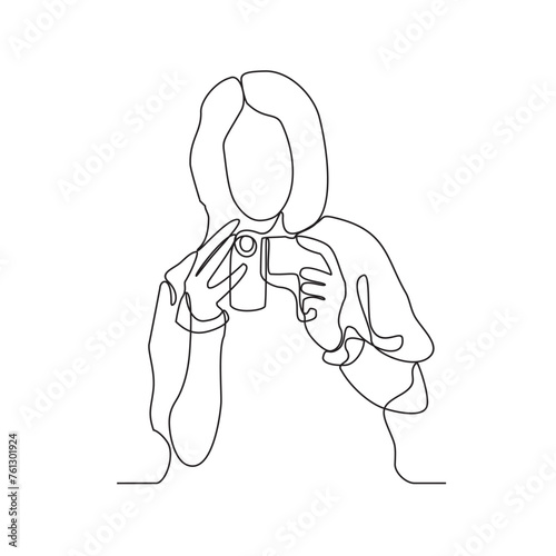 One continuous line drawing of a videographer is capturing activities to make a documentary film vector illustration. Videographer activity illustration in simple linear style vector design concept.