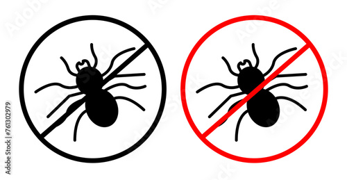 Tick and Bug Prohibition Sign. No Mites or Insects. Pest Control and Disinfection Required photo